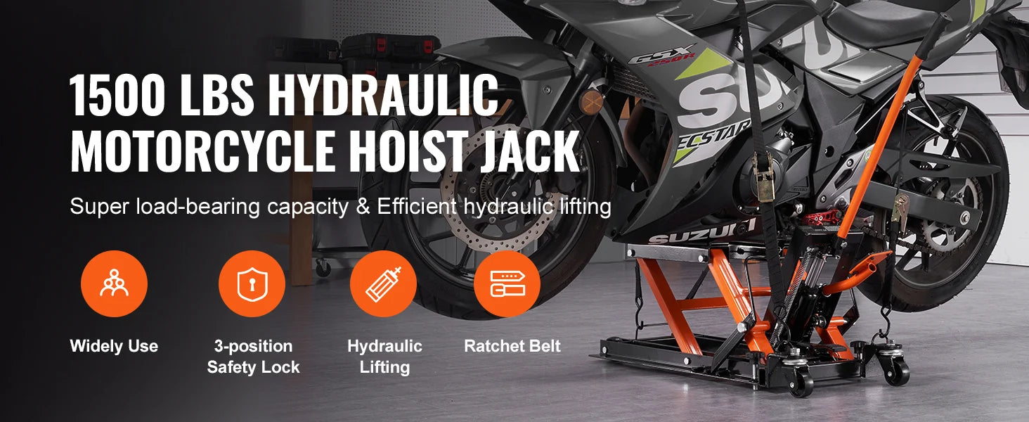 SucceBuy Staal Hydraulische Motorrijwielkrik Standaard 1500LBS ATV Schaarheft Lift Jack 4.7"-15" Schaarliftkrik Standaard voor Motorrijwiel ATV