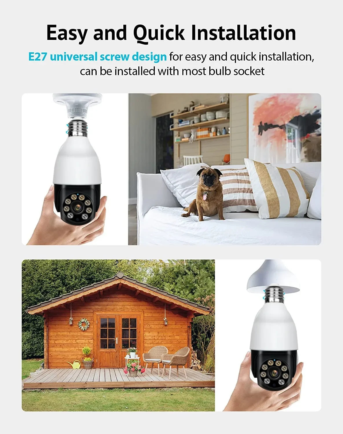 5MP E27 WiFi PTZ Bulb Security Camera