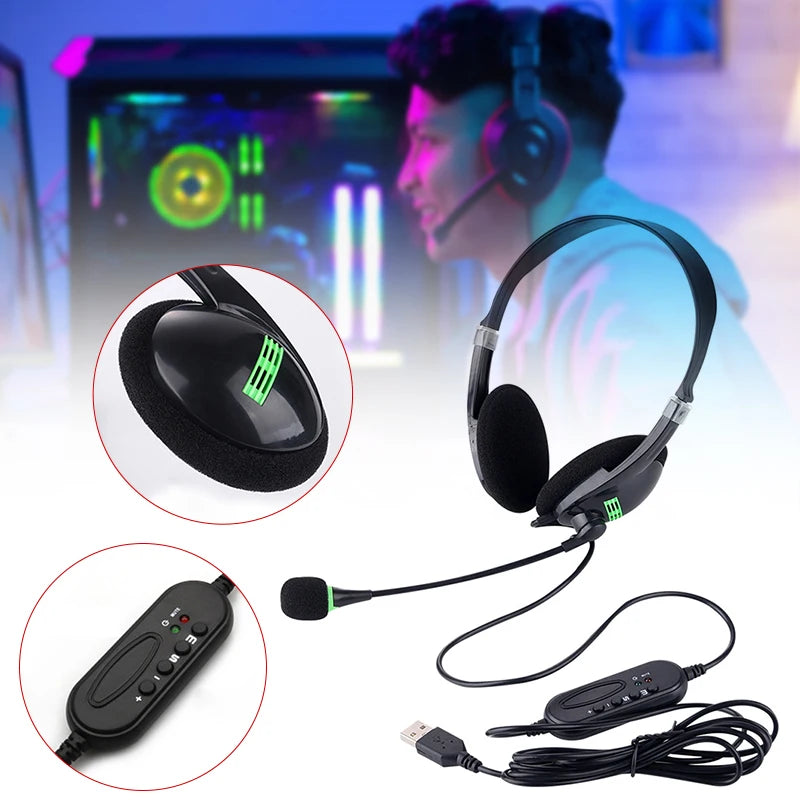 Casque filaire USB avec microphone et réglage du volume