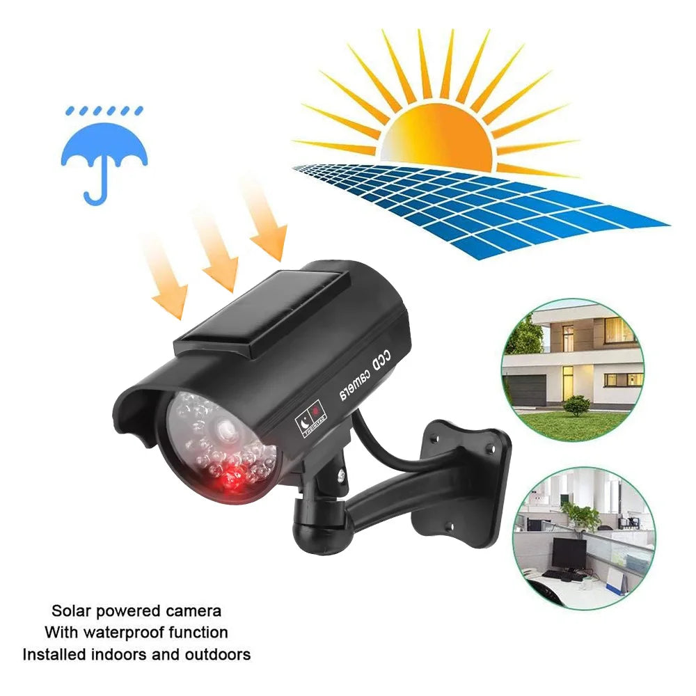 Solar Dummy Security Camera with Flashing LED