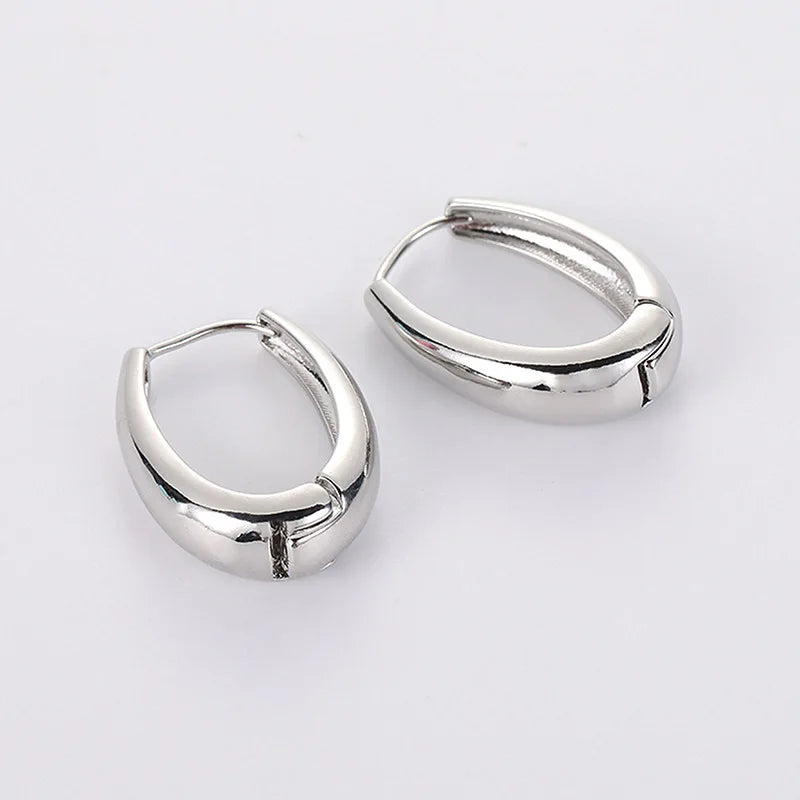 Vintage Metal Hoop Earrings with Irregular Wave Design