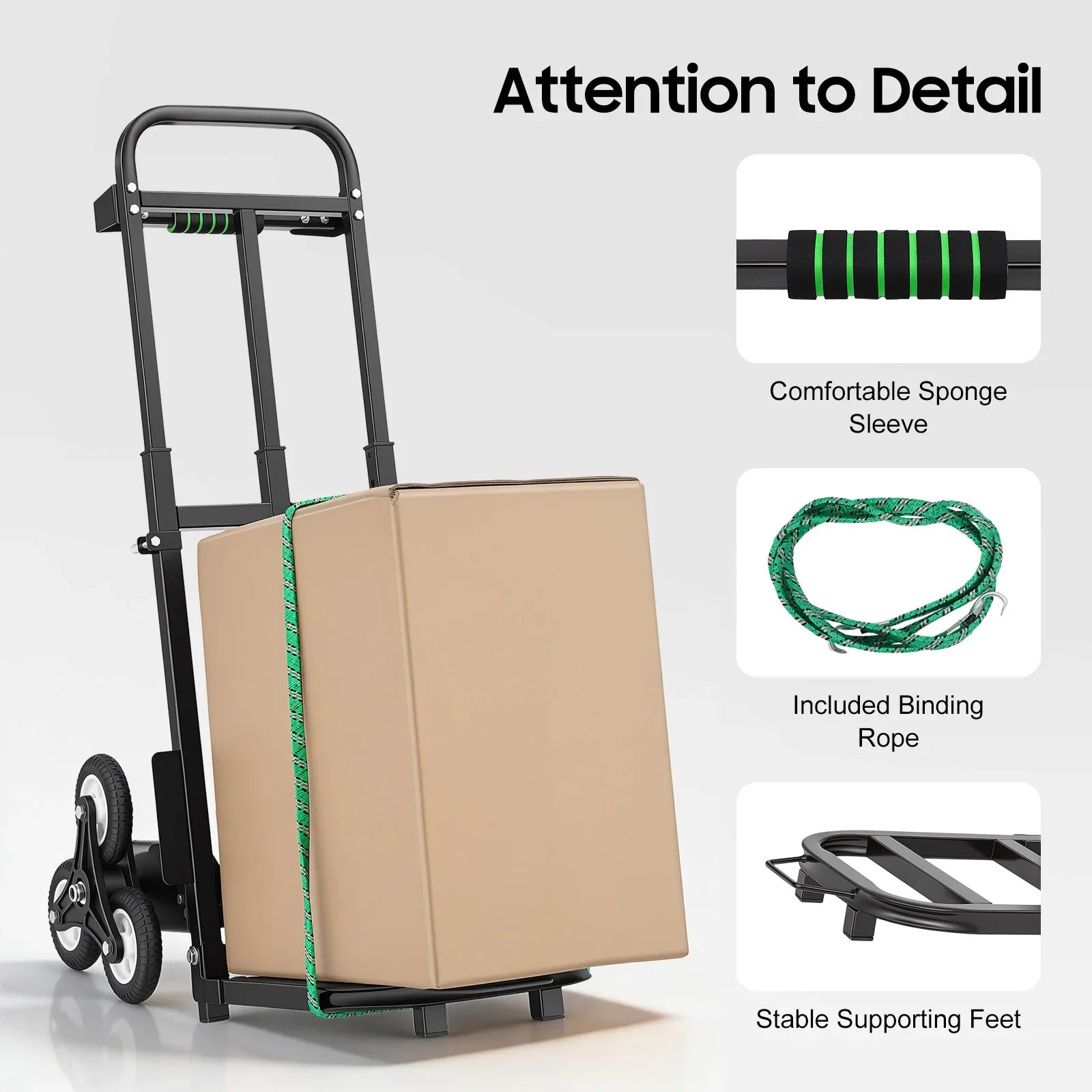 Stair Climbing Cart 460 lbs Folding Trolley with 6 Wheels