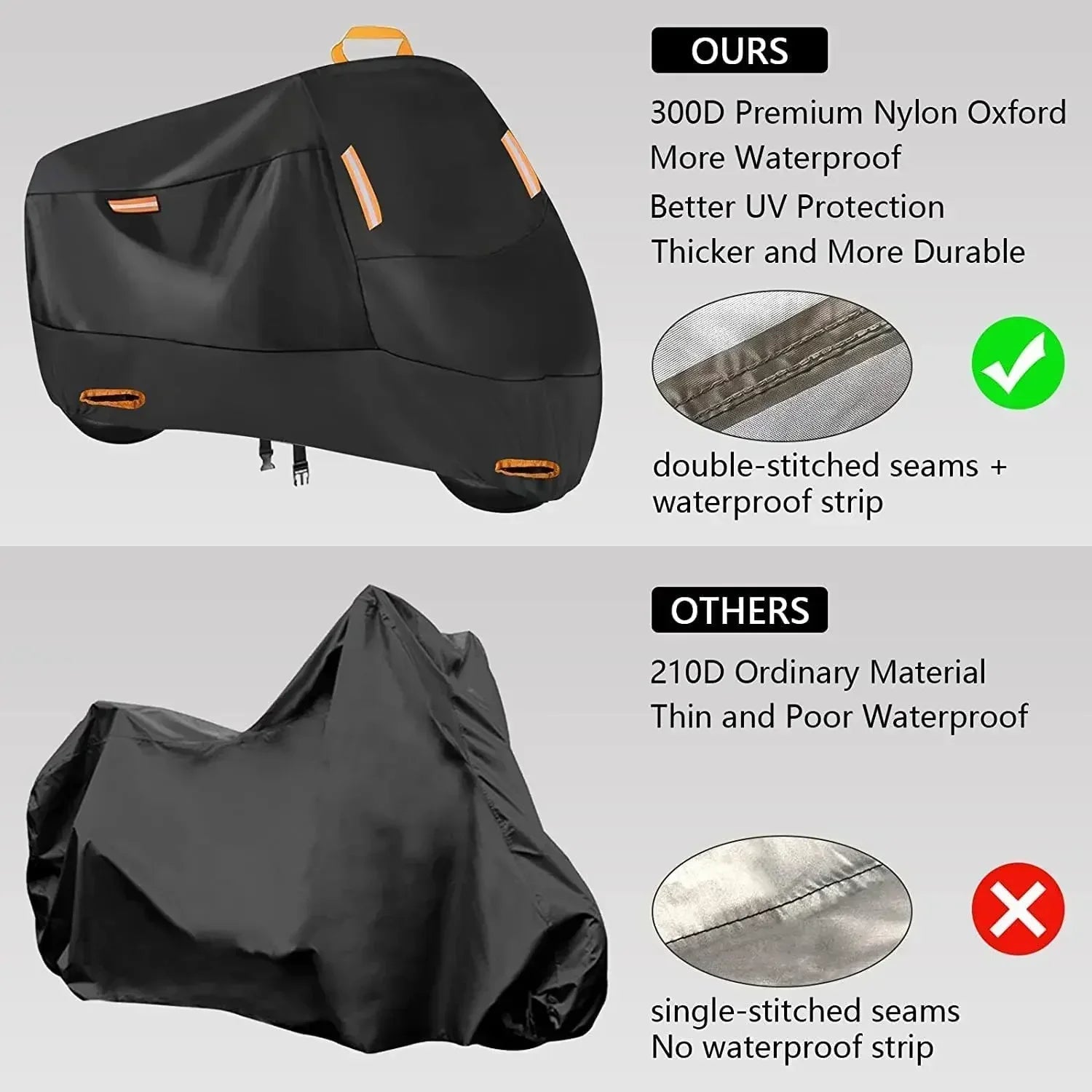 Motorcycle Cover Outdoor Waterproof Motorcycle Tarpaulin Thickened Polyester UV Protective Cover for Motorcycle Scooters