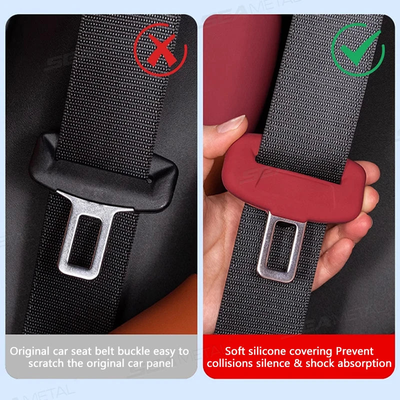 SEAMETAL 2Pcs Seat Belt Buckle Protector Full-Wrapped Rubber Seat Belt Protection Cover Buckle Cover Universal for Sedan Suv