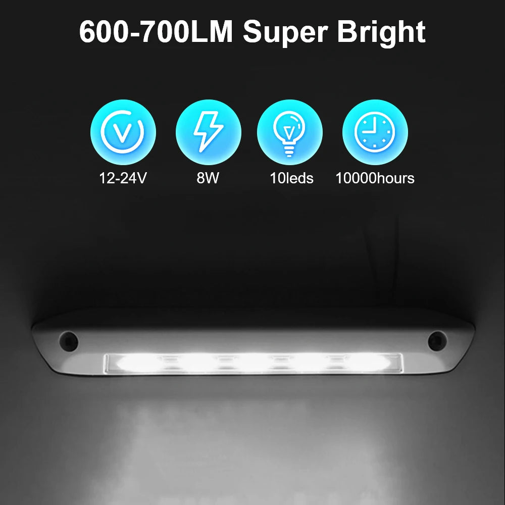 Barra de luz LED para toldo de autocaravanas y remolques, 12 V/24 V