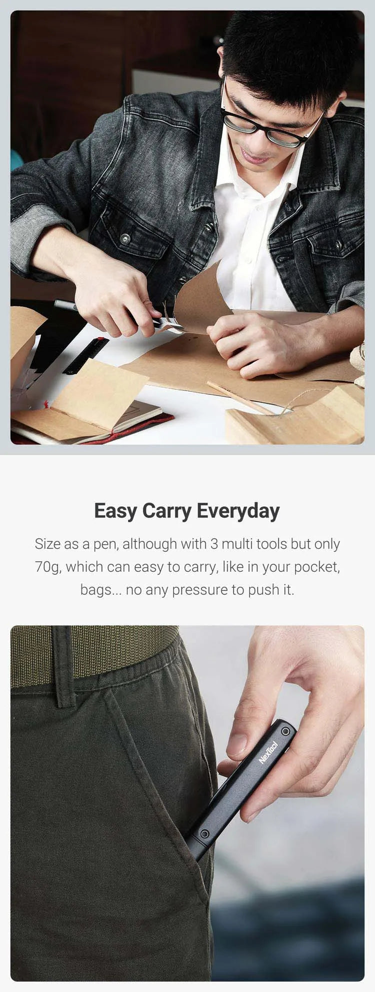 N1 Pocket Knife, Scissors and Rechargeable Light