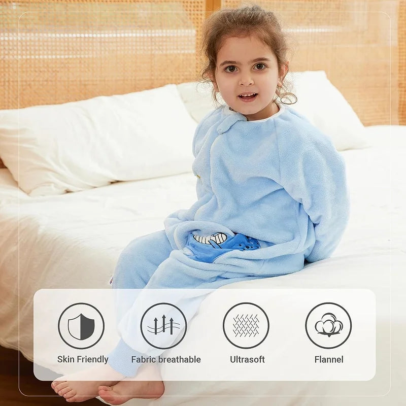 Cartoon Flannel Sleepsack Pajamas for Kids