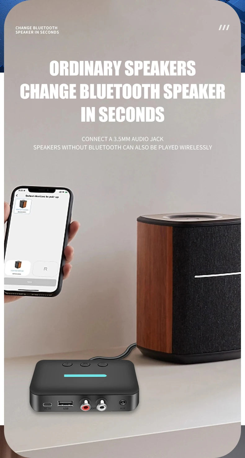 T88 Bluetooth Audio Receiver with AUX and RCA