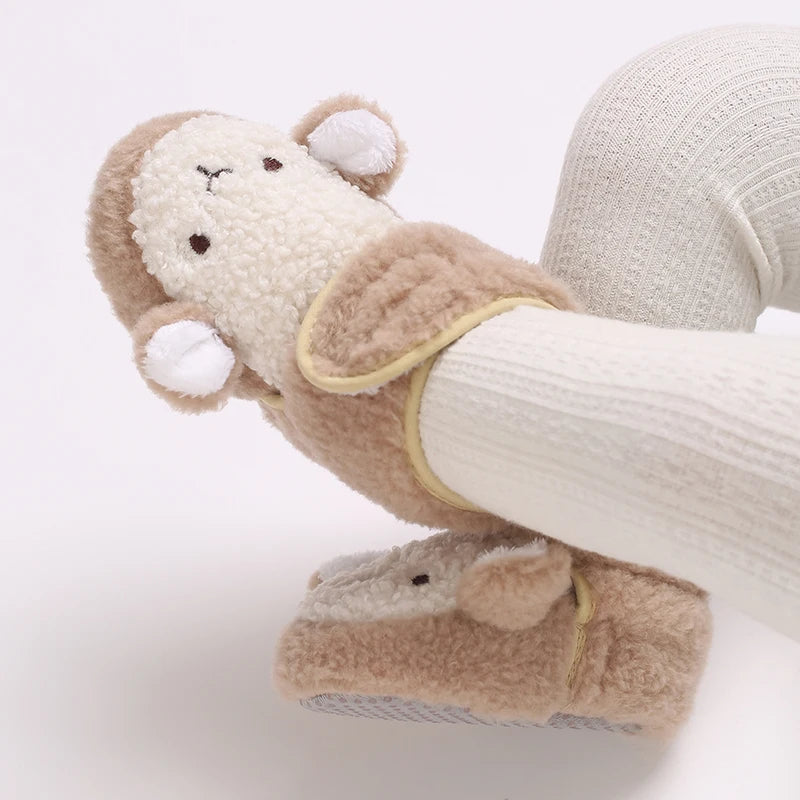 Cute Bear Baby Shoes Soft Plush Winter First Walkers