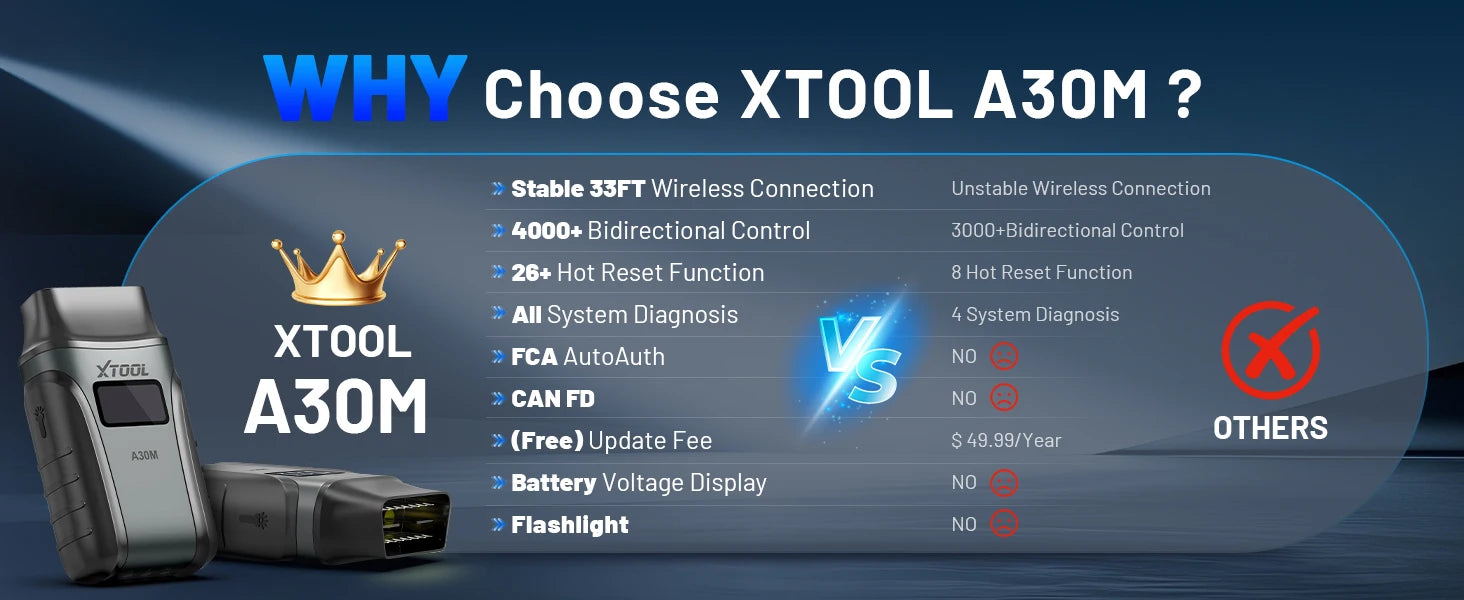XTOOL A30M OBD2 skener Bluetooth diagnostický nástroj