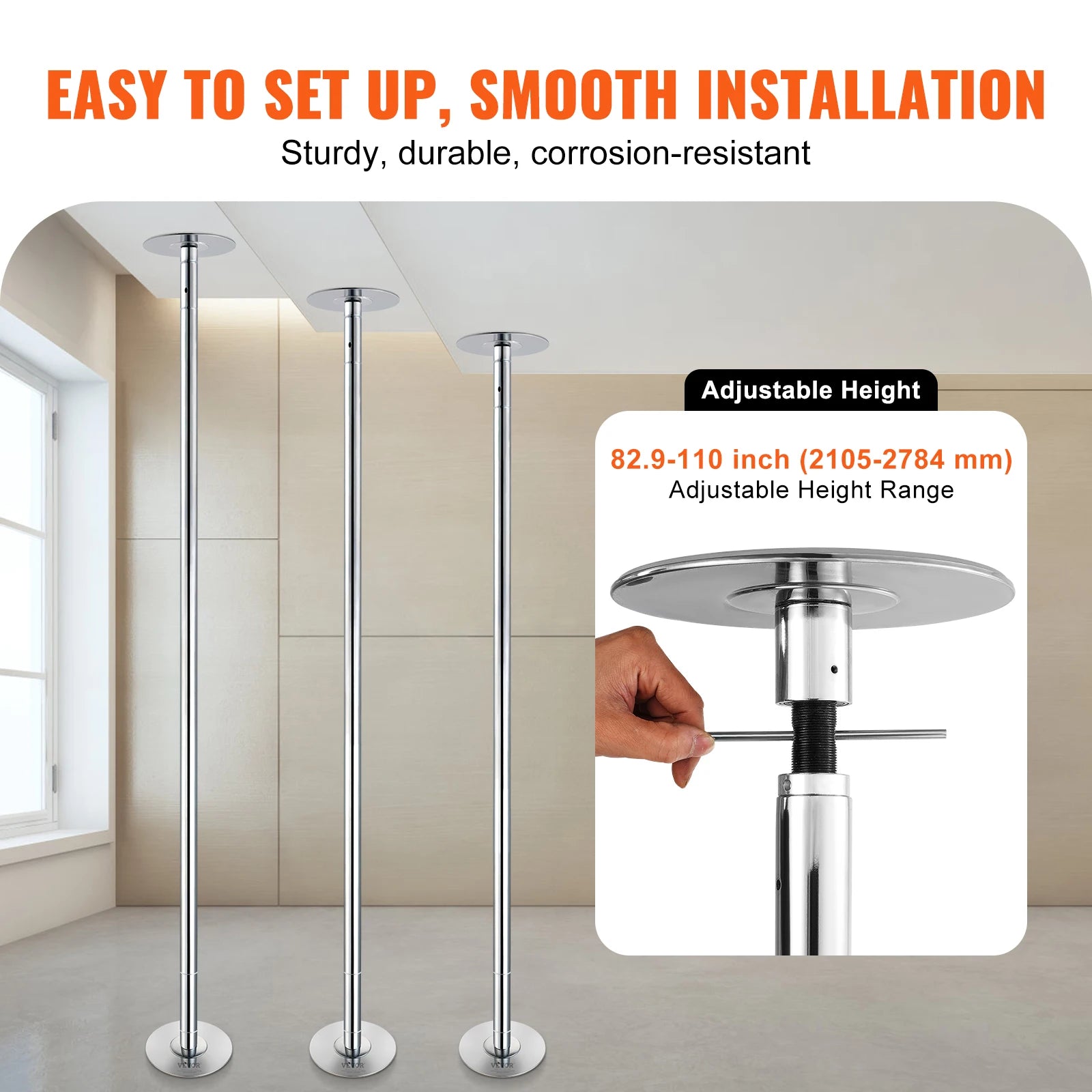 Professional 45mm Dancing Pole Kit Spinning & Static Portable