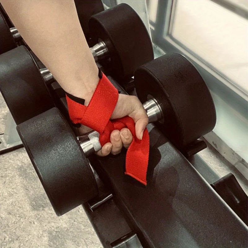 1 Pair Weight Lifting Assistance Strap Dumbbell Fitness Pure Color Belt for Deadlifts fitness gloves