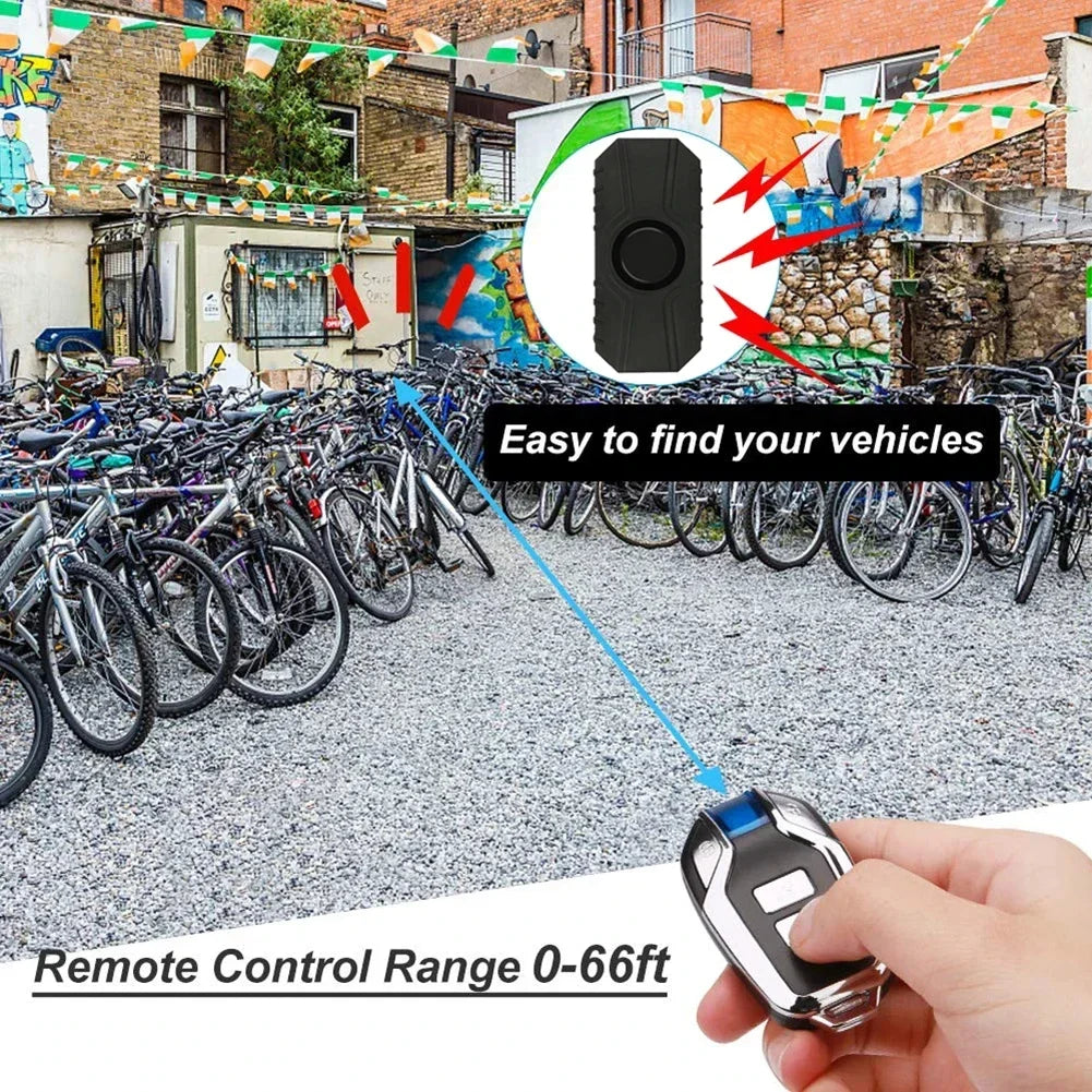 Wireless Bike Vibration Alarm 113dB Waterproof Remote Control