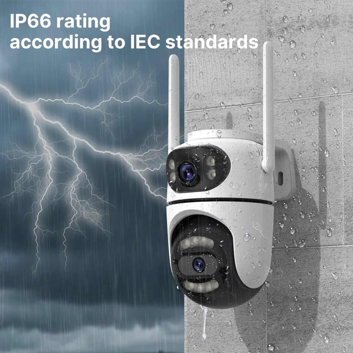 Zestaw 2 szt. zewnętrzna kamera Wi‑Fi IP PTZ podwójna soczewka 4MP nocny tryb widzenia