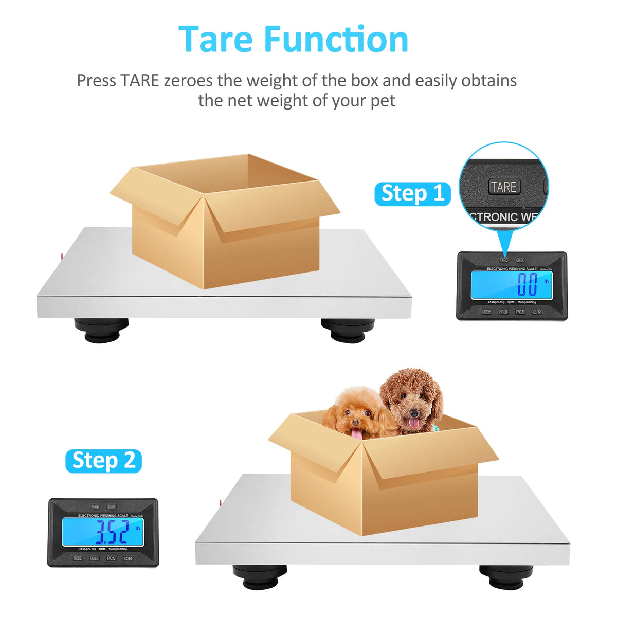 Digital Shipping Scale 450kg/992lb Heavy Duty Postal Scale Stainless Steel with Wireless Displays/Tare/3 Units for Home