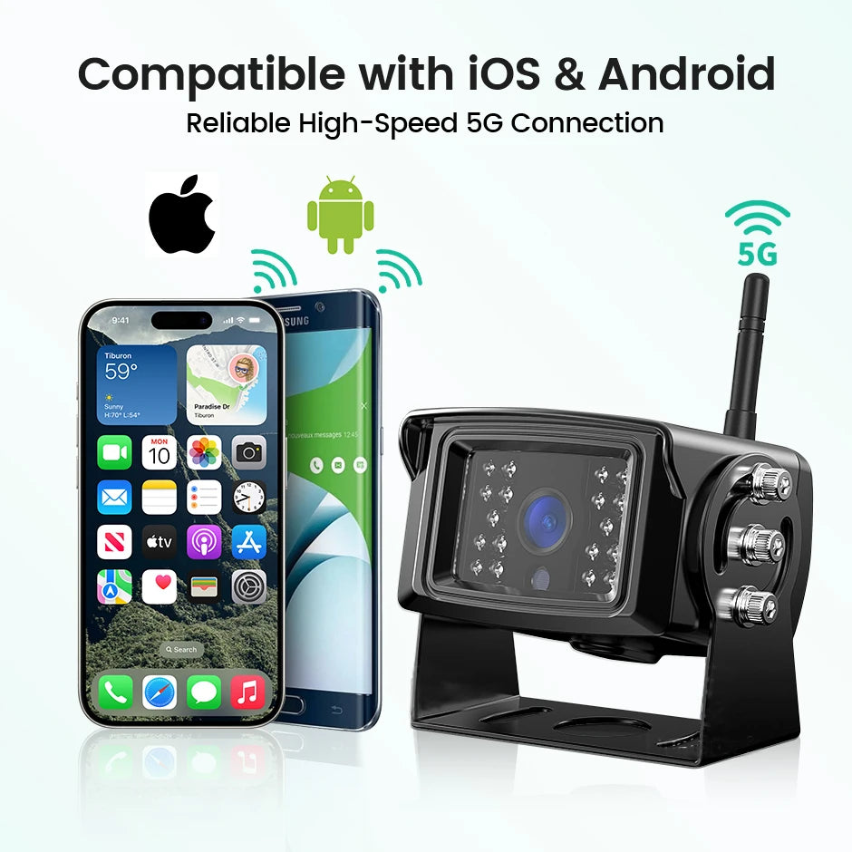5G WiFi Truck Backup Camera 720P Night Vision for RV Bus Trailer