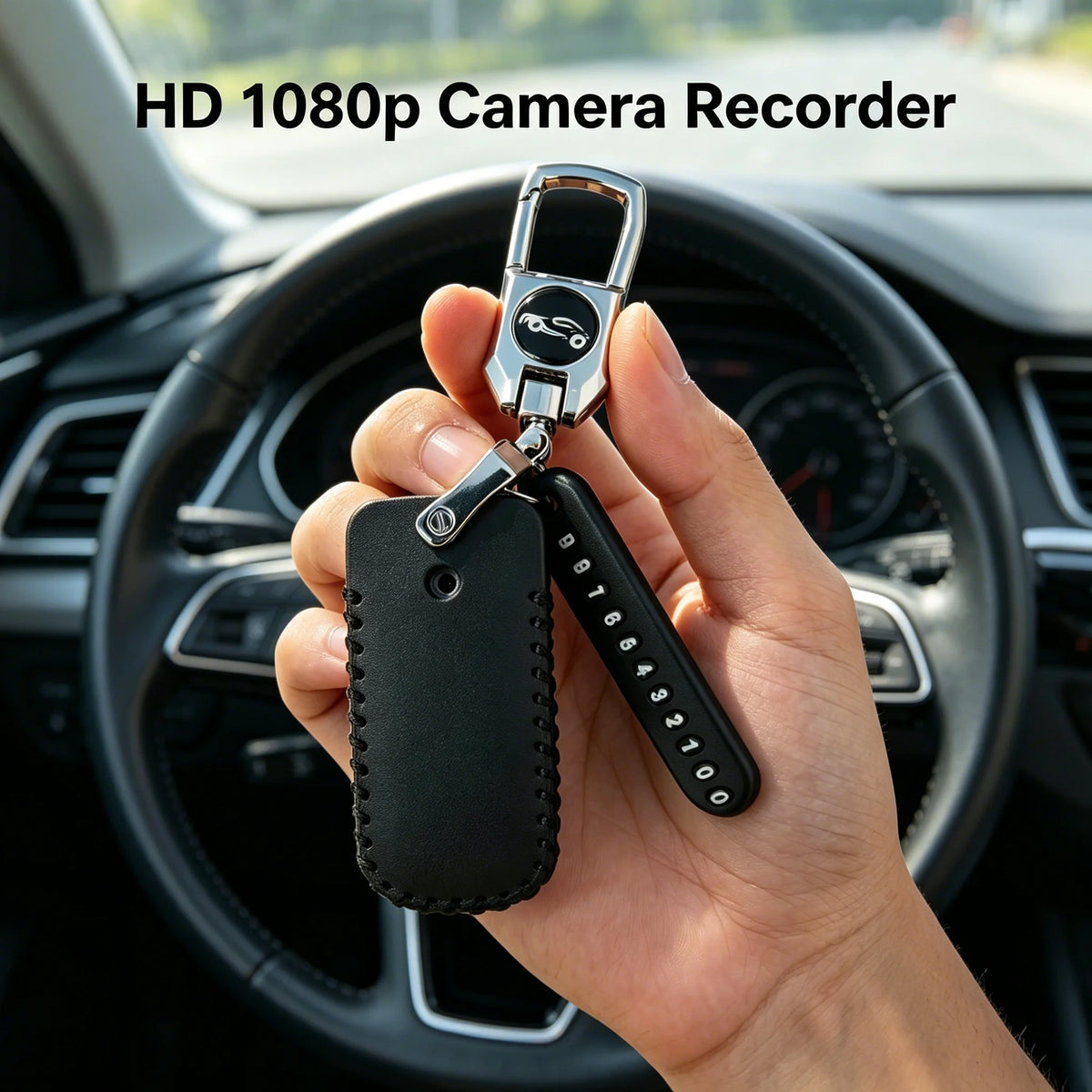 1080P Mini Tommelfinger Cam med nøglering Læderdæksel