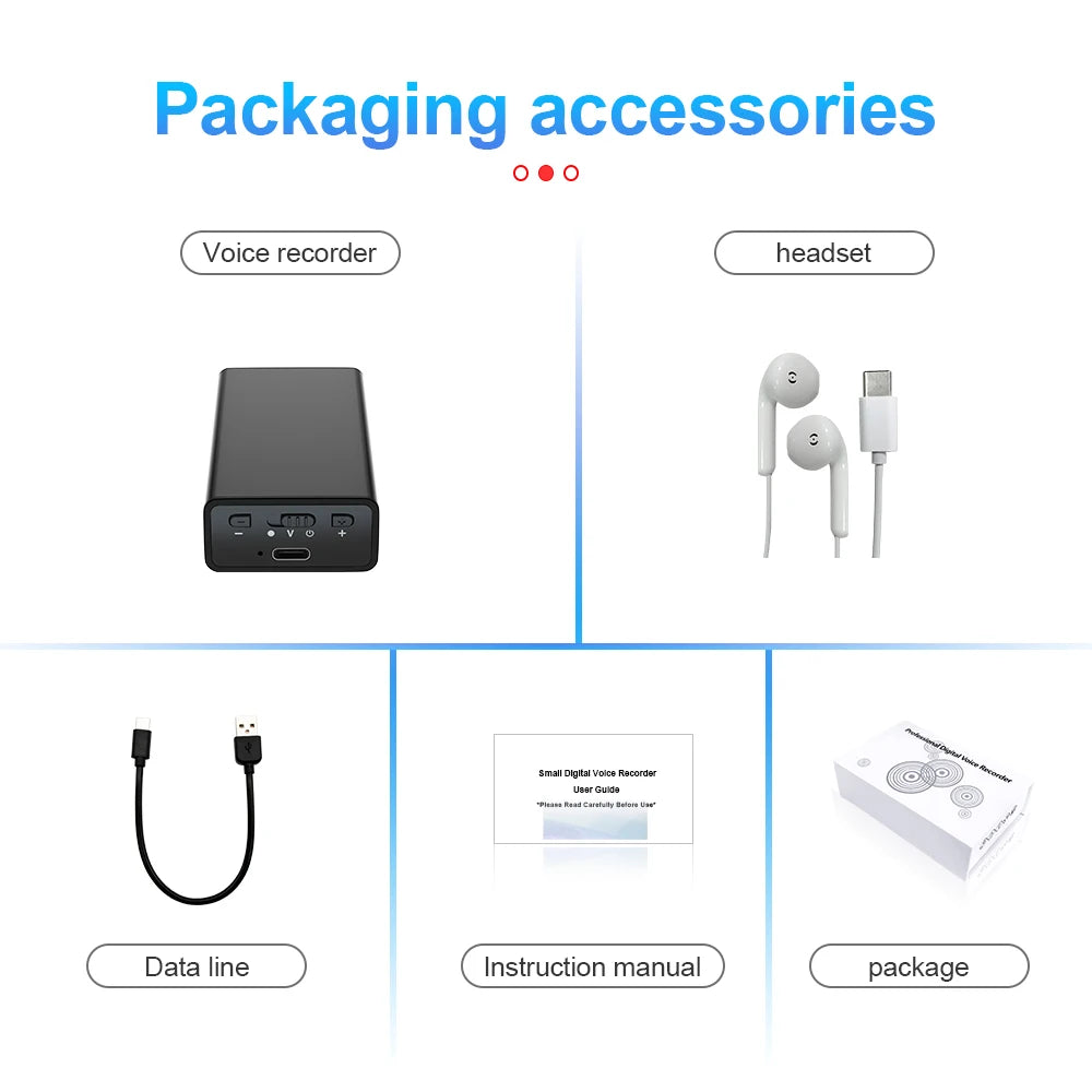 900Hours Small Sound Activated Voice Recorder 8G-64GB USB Flash Drive Audio Dictaphone Noise Reduce Magnet Attraction Mp3 Player