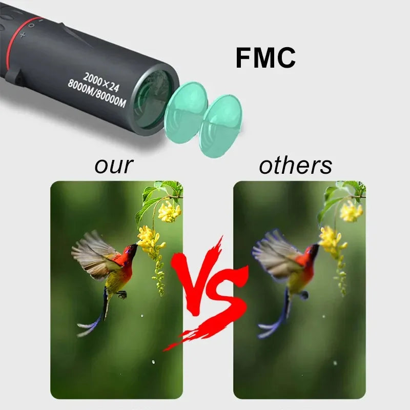 Telescópio monocular 2000x24, portátil, telemóvel com suporte, atividades ao ar livre como acampamento, caça e observação de aves