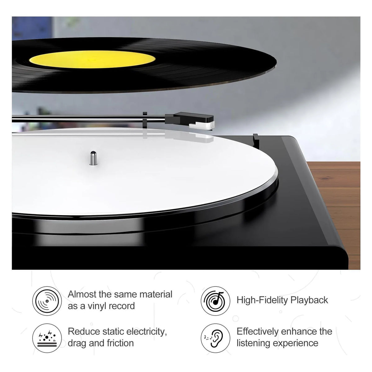 Acrylic Turntable Slipmat for 12-Inch Records, 3 mm
