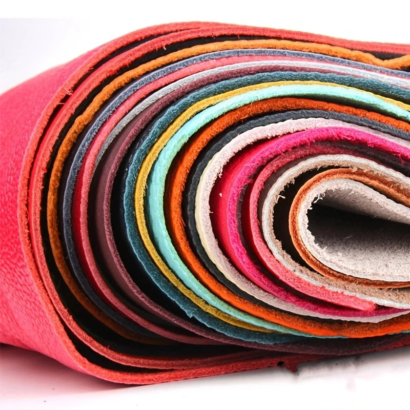 5 Pieces of Mixed-Color Cow Leather Scraps for DIY Leather Crafts, Different Colored Leather Materials