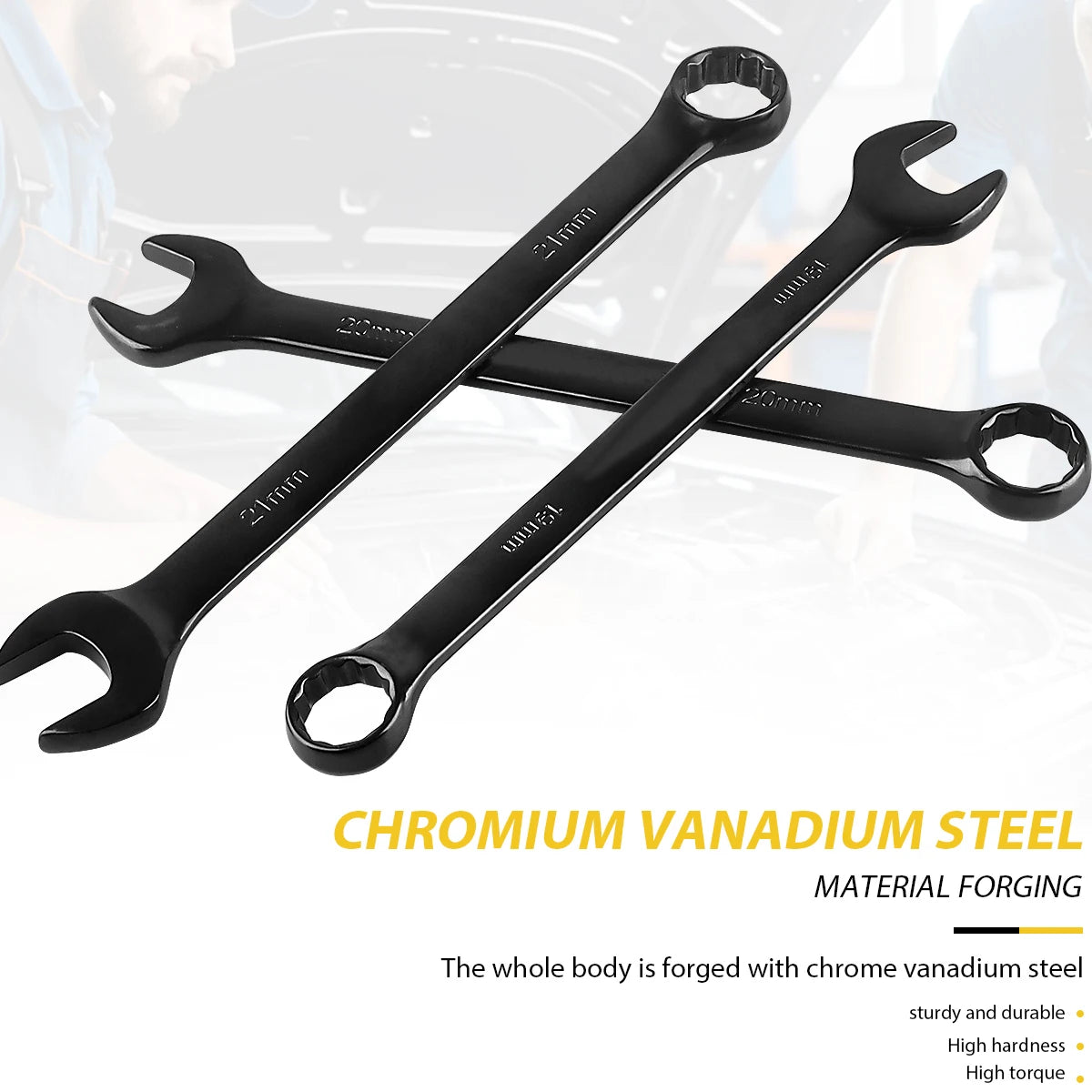 Metric Combination Wrench Set with Bag