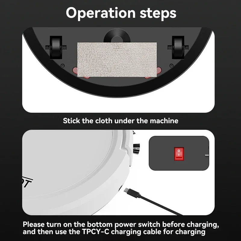 Automatic Robot Vacuum Mop 5-in-1 Cleaner with Slim 6.8cm Design