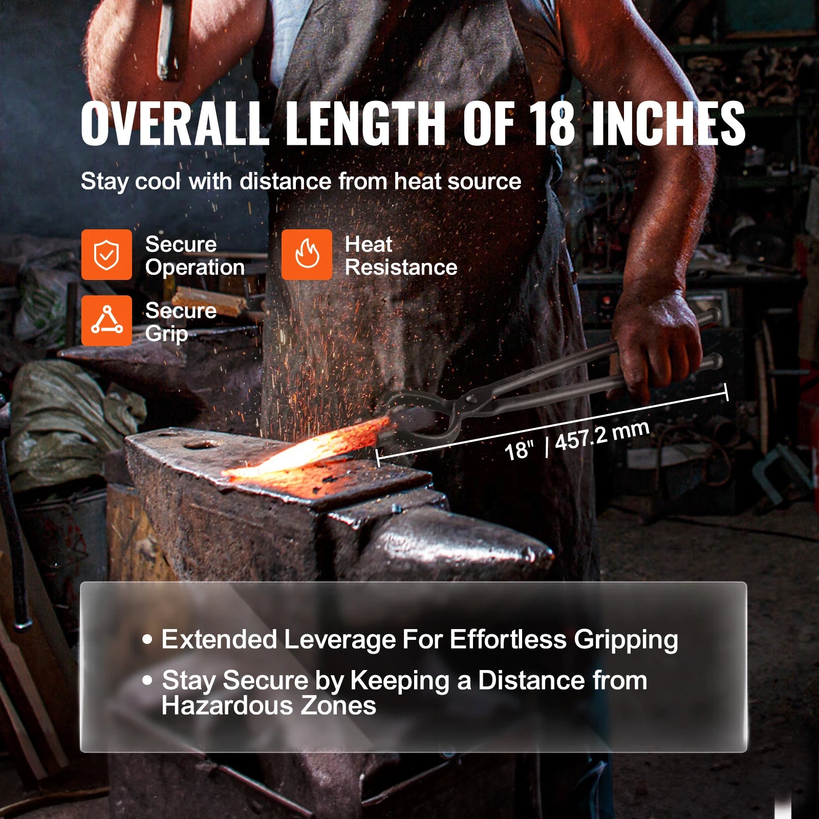 Sada kovářských kleští VEVOR – 18palcové kovářské kleště z uhlíkové oceli