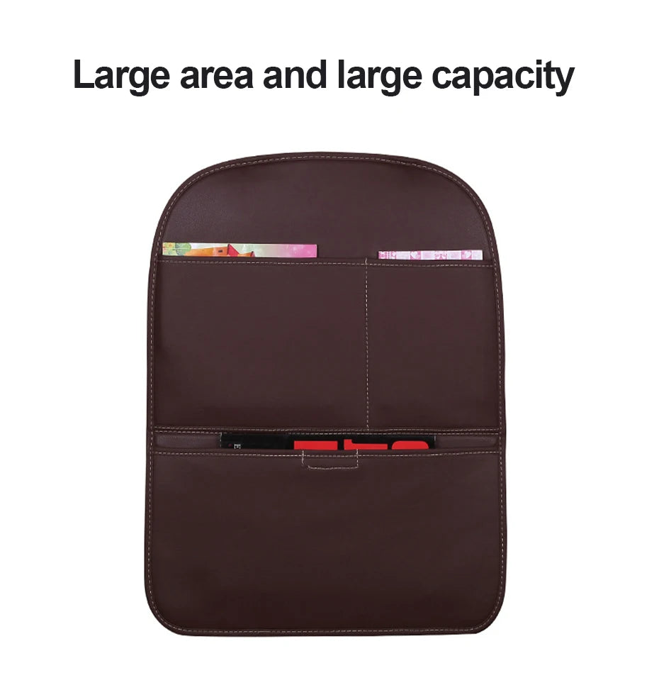 SEAMETAL Leather Car Seat Back Cover Anti Kick Pad for Children Seat Back Storage Pocket Car Organizer Anti-Mud Easy Cleaning