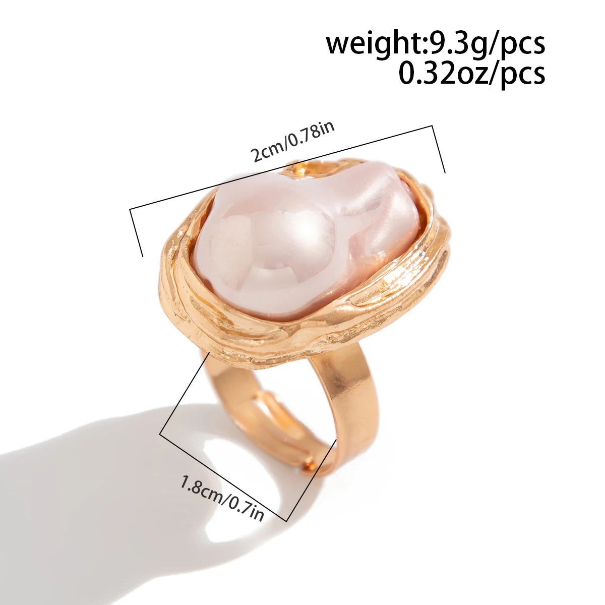 Lacteo Punk Semi Baroque Imitation Pearl Alloy Open Adjustable Rings For Women Banquet Wedding Aesthetic Jewelry Accessories New
