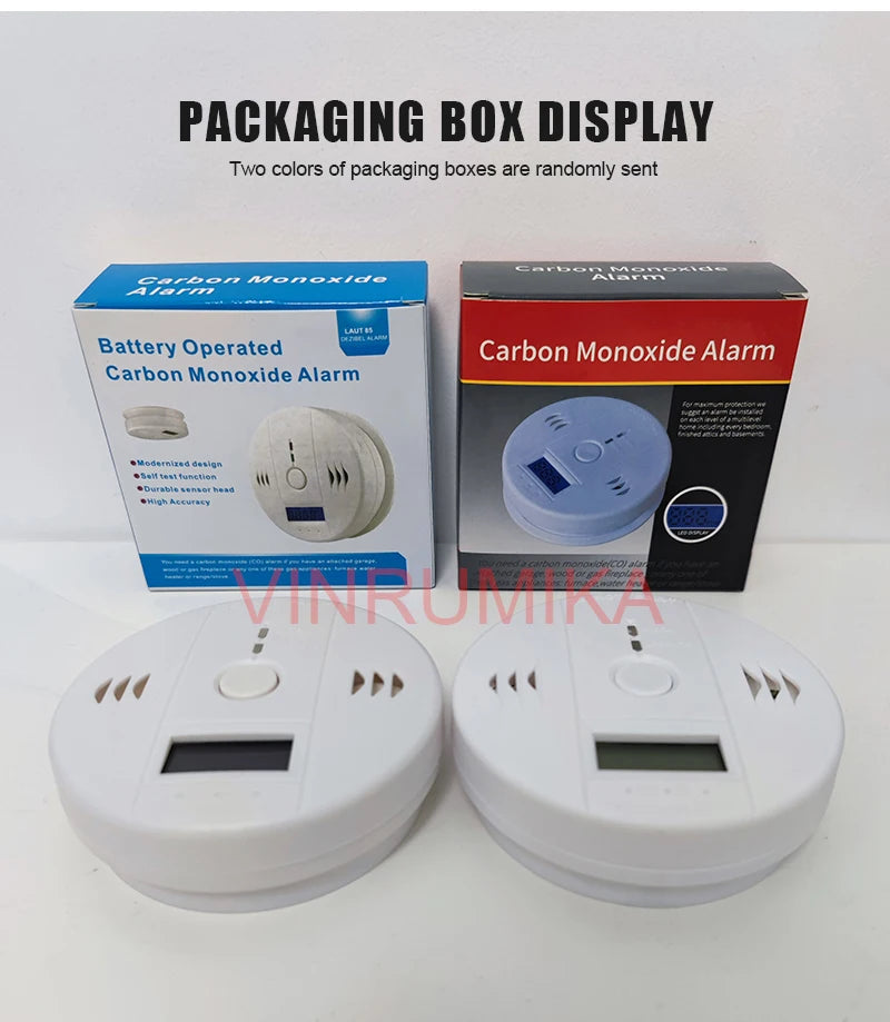 Carbon Monoxide Detector Alarm New Photoelectric Sensor 85dB Sound Warning LCD Digital Display Home Indoor CO Poisoning Siren