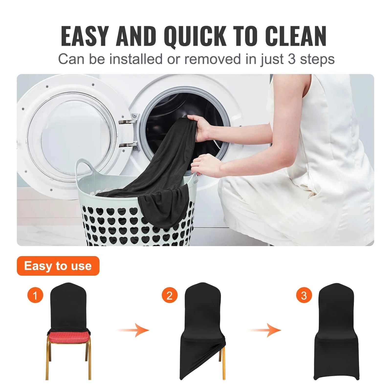 SucceBuy 30/50 piezas de funda elástica para silla para boda fiesta, funda de silla universal ajustable, funda removible lavable y protectora