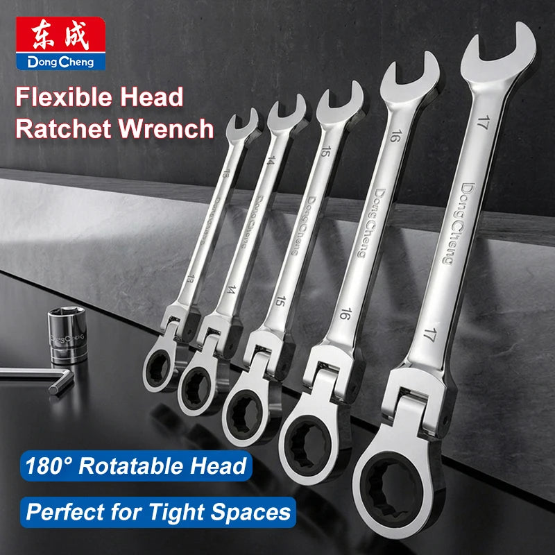 Combination Ratchet Wrench 72 Teeth 180 Rotating Head Open End Spanner Alloy Steel Chrome Mirror Polished 8-24mm Mechanic Tool
