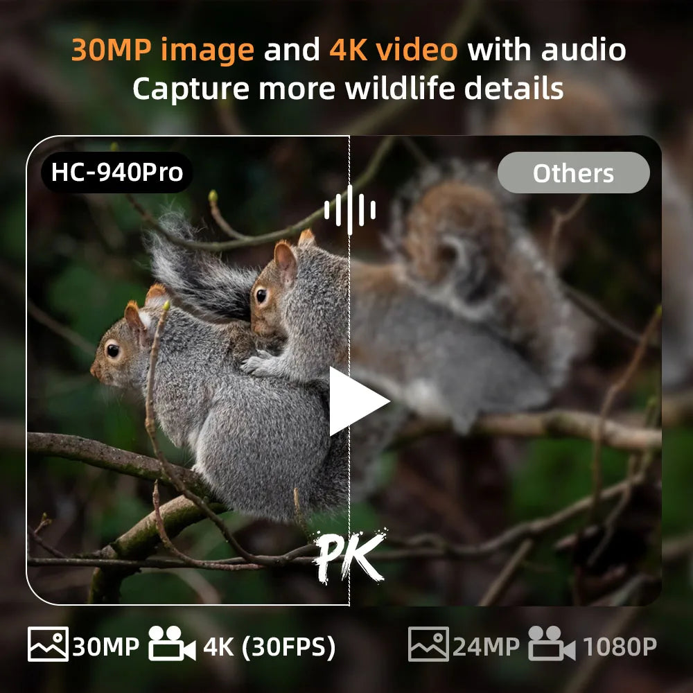 4K 30fps Live Stream APP Clould Service Hunting Trail Camera 8*1.5V AA Battery 4G 30MP 940nm Night Vision Cameras HC940PRO