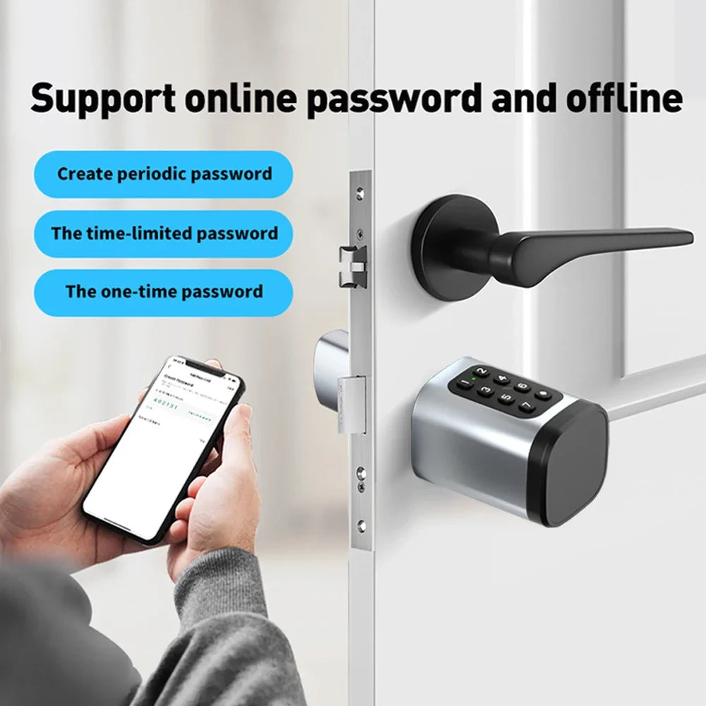 Electronic Digital Tuya Smart Lock Cylinder with Fingerprint Password App Bluetooth Card Mechanical Key Easy Replacement Battery