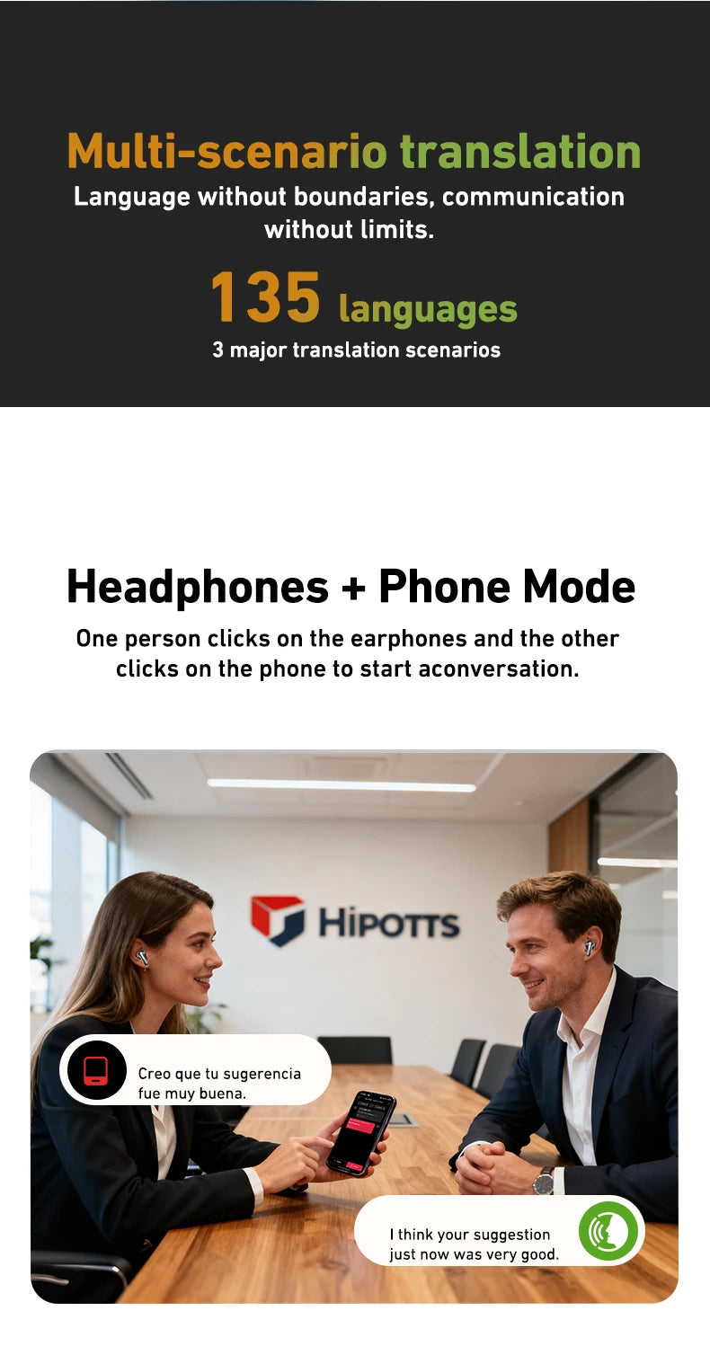 Sliding Cover Bluetooth Wireless Earbuds with ANC and AI Translation