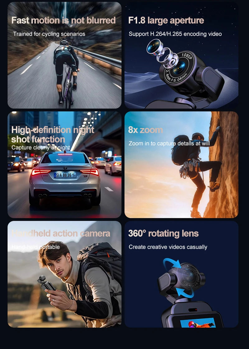 360° Handheld Chest Mount Action Camera 1080P WiFi