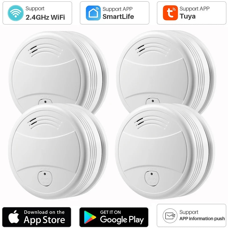 Tuya Smart Wifi Smoke Detector Sensor 80DB Alarm Fire Smoke Detector Wifi Fire Protection Home Security Alarm Smart Life APP