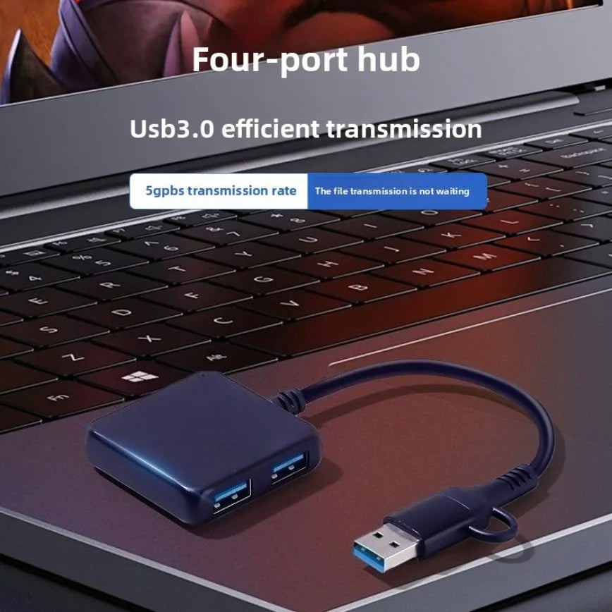 USB-Hub mit vier Anschlüssen, verschiedene USB-A-/USB-C-Optionen