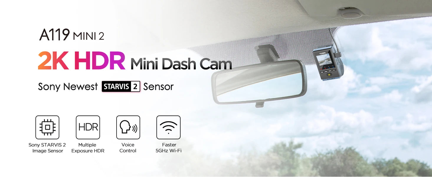 2K 60FPS Mini Dash Cam with GPS, Wi‑Fi, Voice Control and Parking Mode