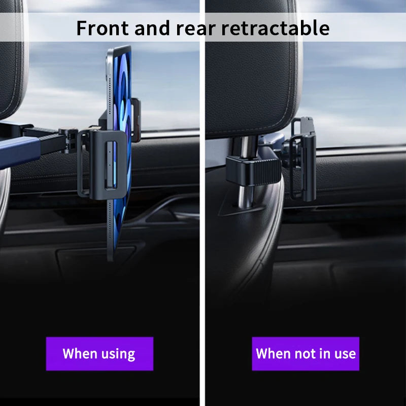 SEMAETAL Car Seat Back Phone Holder Rear Row Tablet Mount for iPad Telescopic Phone Support Bracket Universal for 4-12.9 Inch