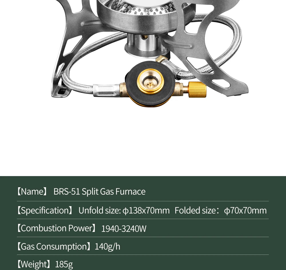 BRS-51 Split Camping Gas Stove, 3240W Foldable Outdoor Burner
