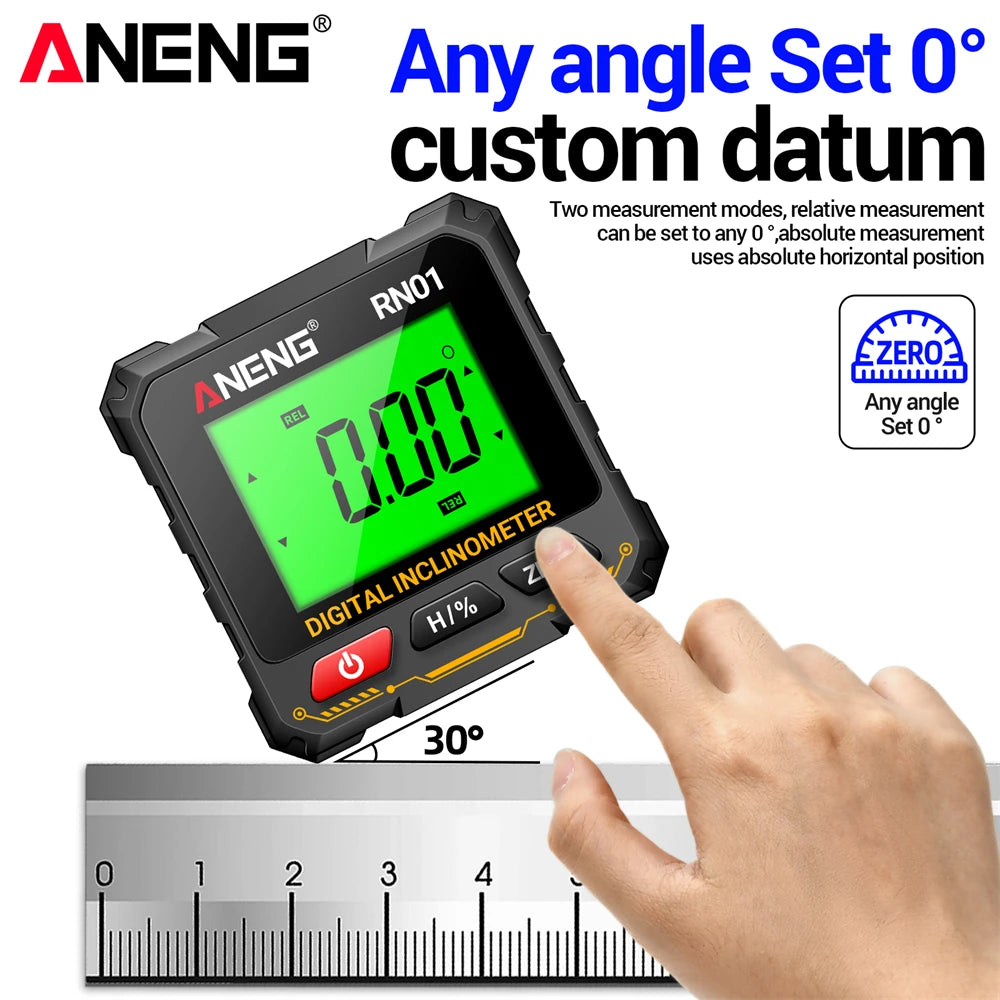 Digital Angle Gauge 0.05° Accuracy 360° Magnetic Inclinometer