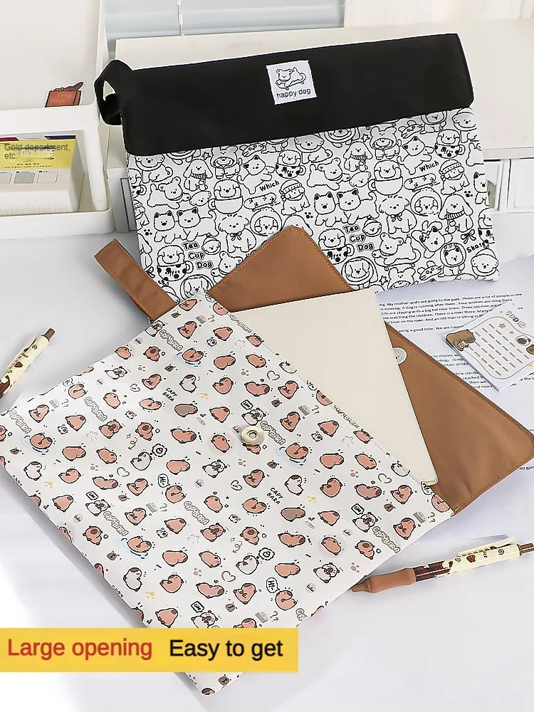 Kapibala File Bag Student Stationery Bag Cartoon High Appearance Large Capacity Zipper Storage Bag Kapibala File Bag Student St