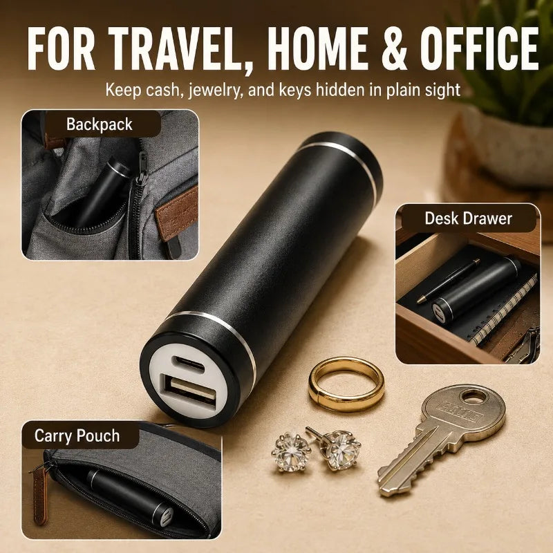 Mini Fake Power Bank Hidden Storage Safe Pocket Diversion Stash Compartment for Cash Keys Jewelry Compact Storage Only Case