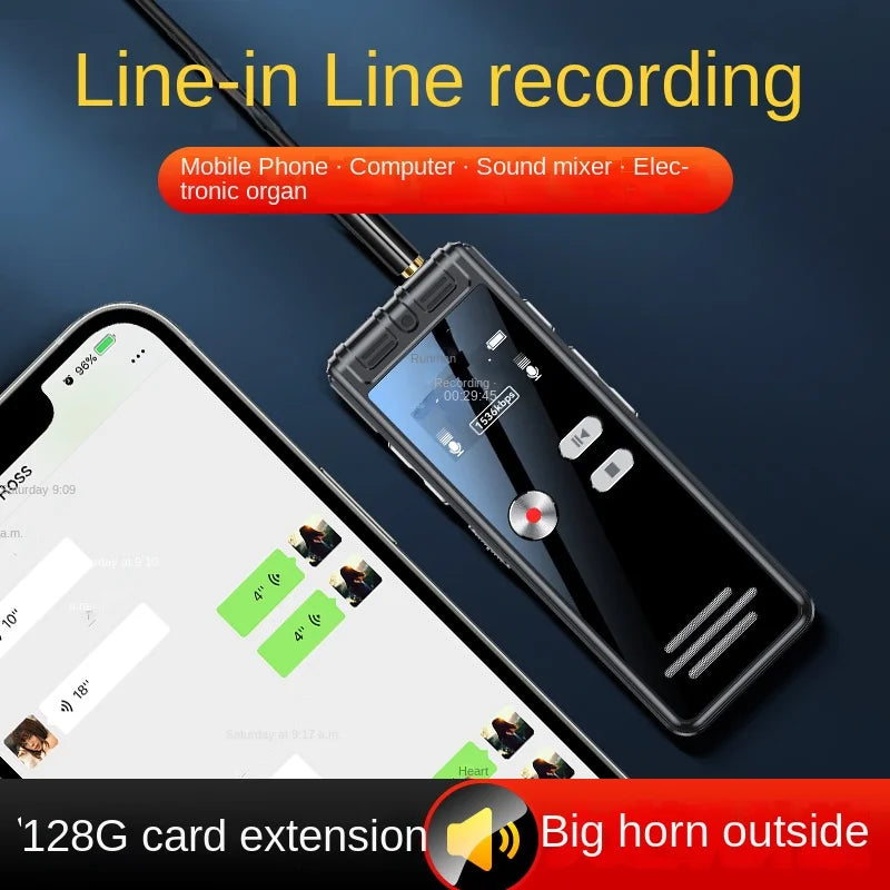 128GB Voice Activated Mini Recorder with Noise Reduction & USB