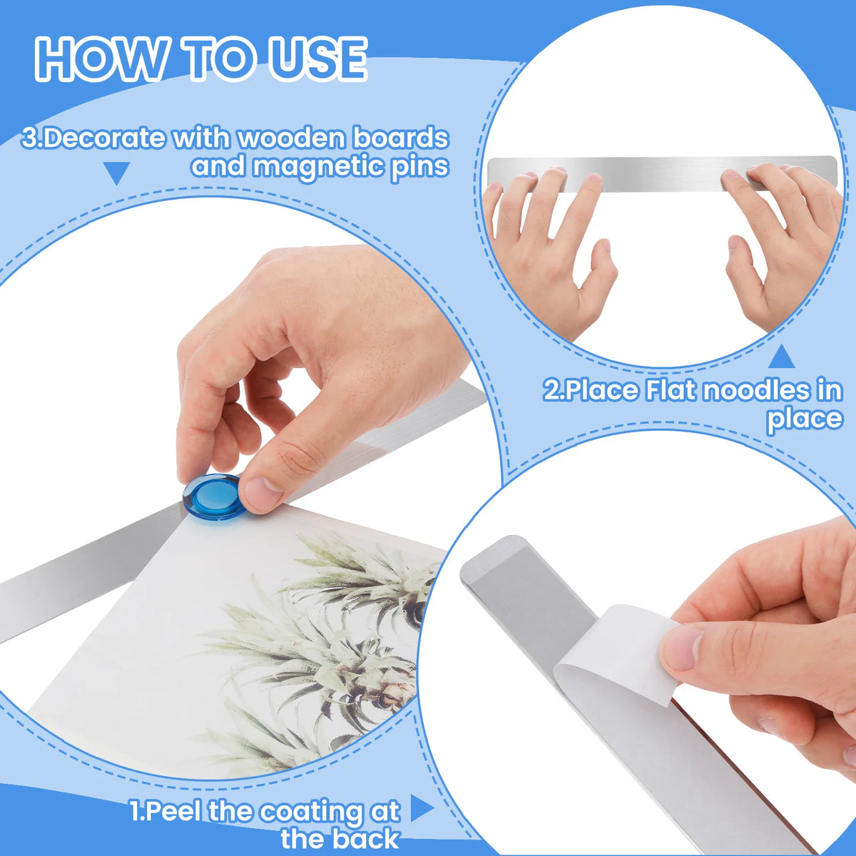 Magnetic Memo Strips, 8 Bars and 20 Magnets