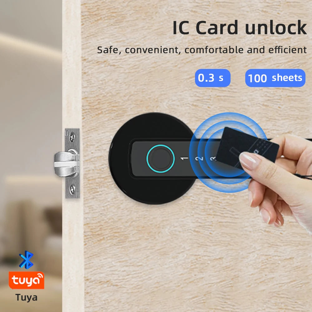 RAYKUBE M5 Tuya BLE Smart Fingerprint Door Lock Digital Electronic Lock with Password/Key/IC Card/ Smartlife/ Tuya APP Unlock