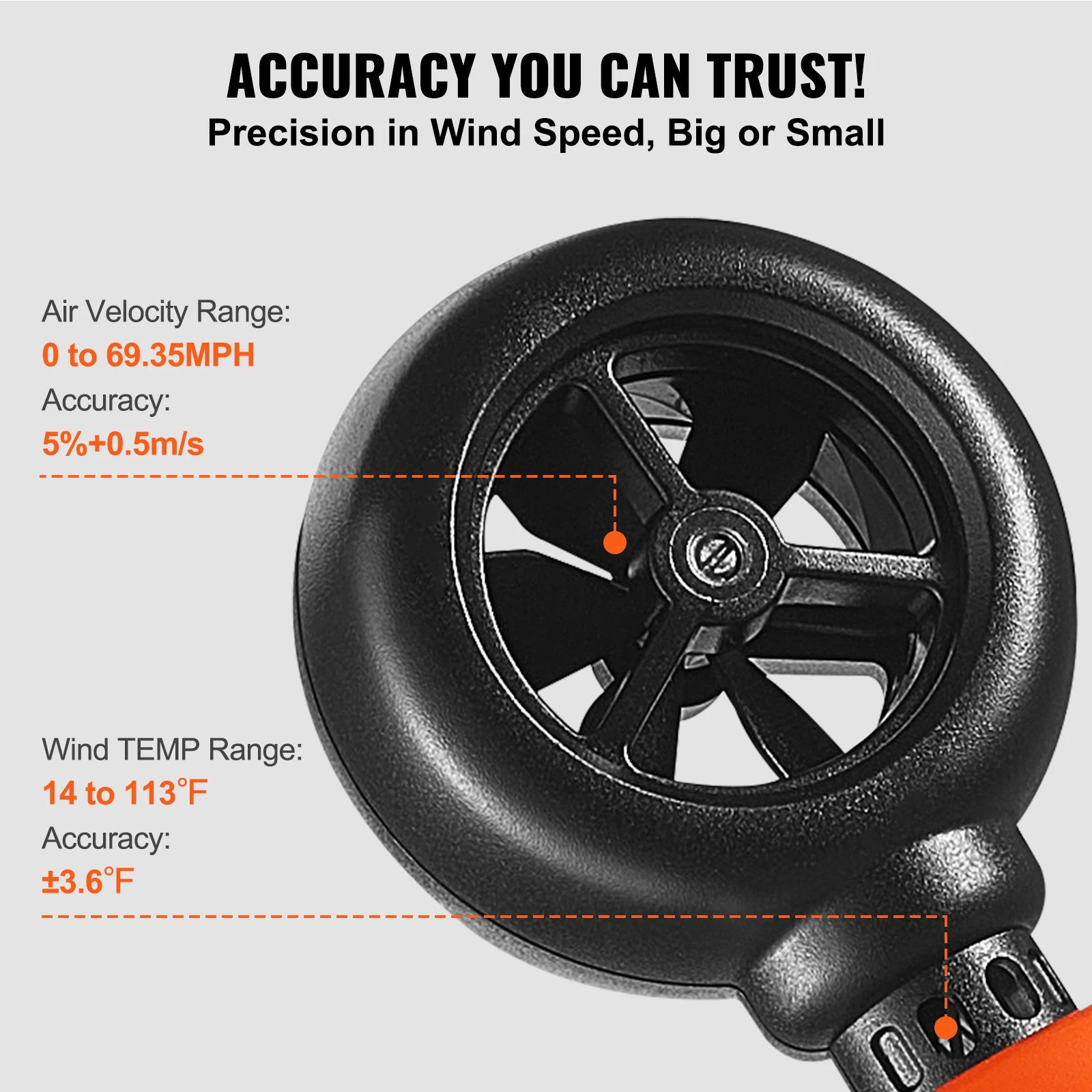 Handheld Digital Anemometer Wind Speed Meter with LED Backlight