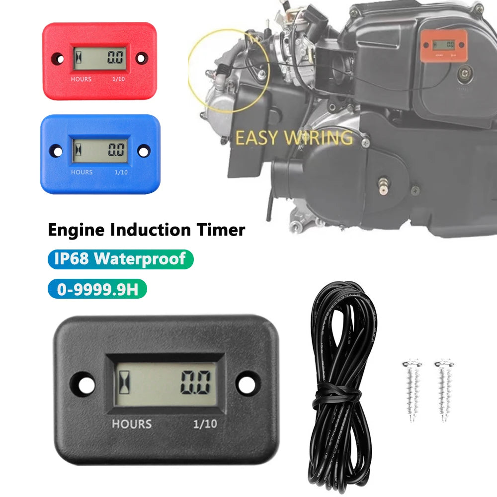 Universal Engine Timer IP68 Motorcycle Instrument Moto ATV Boat Engine Hour Meter Working Time Gauge Induction Timer